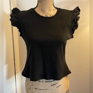 Japna Black Ruffle Sleeve Crop Top